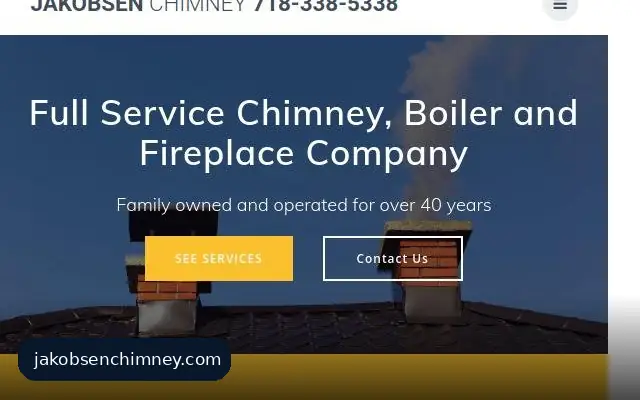 Jakobsen Chimney & Boiler actual website screenshot