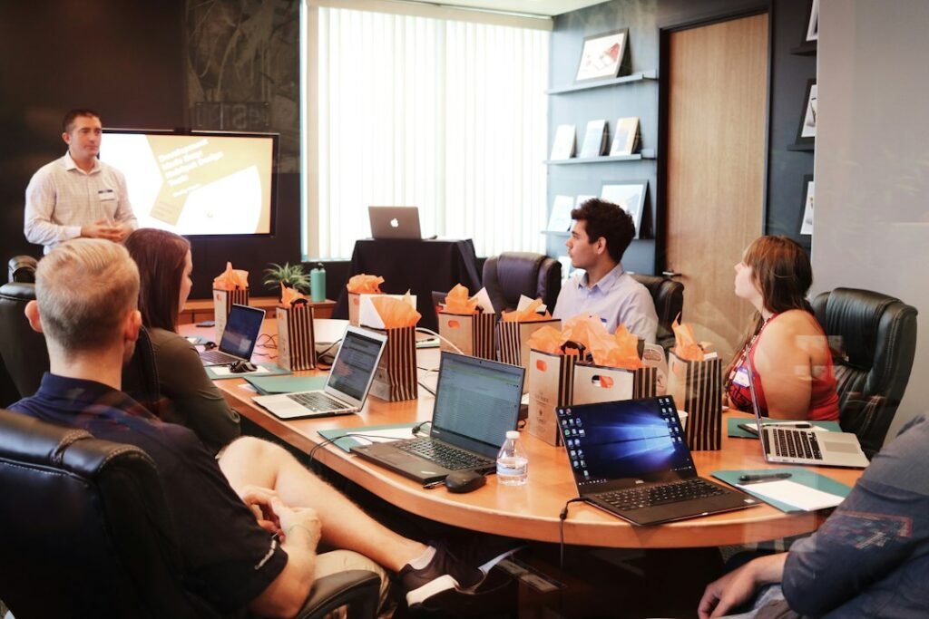 Marketing team planning a local social media growth strategy